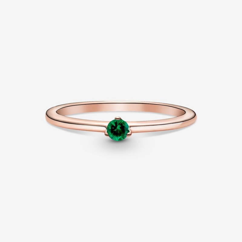 Pandora Green Solitaire Halo & Solitaire Rings Rose Gold Plated | 836-UEDSFH