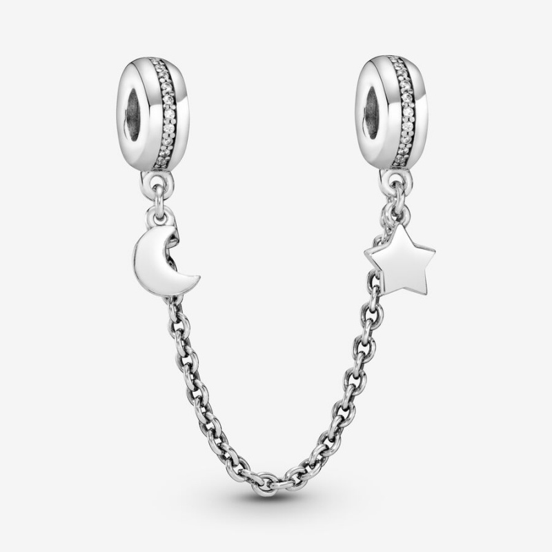 Pandora Half Moon and Star Safety Safety Chains Sterling Silver | 850-MFGZYS