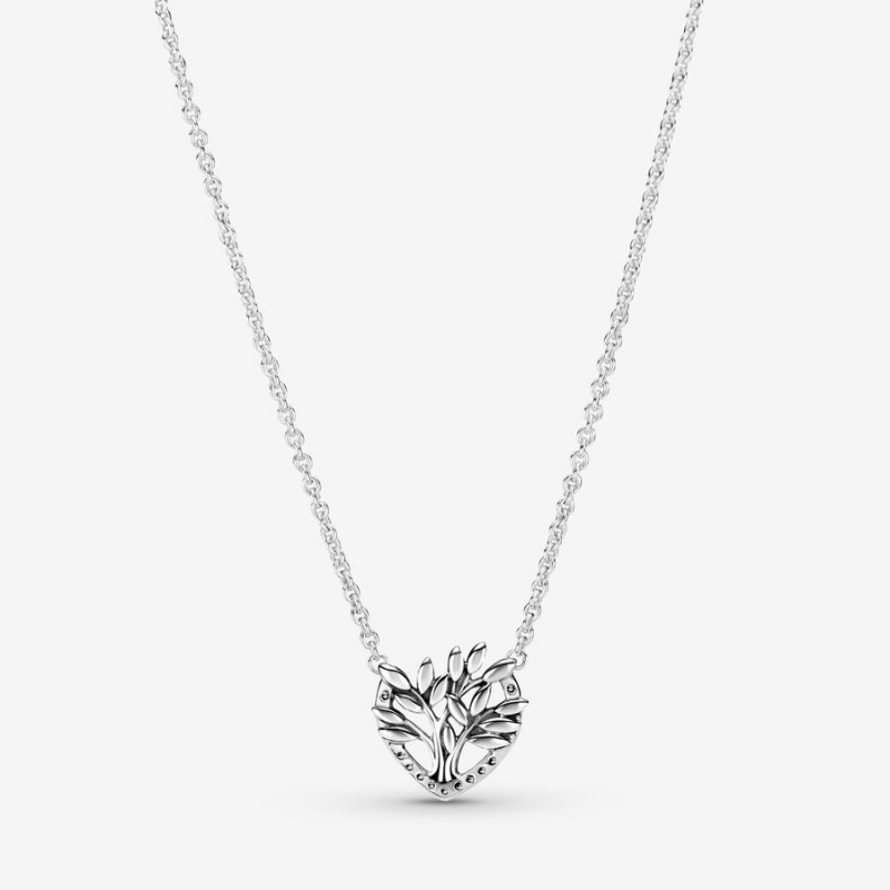 Pandora Heart Family Tree Collier Pendant Necklaces Sterling Silver | 250-CTKJDP