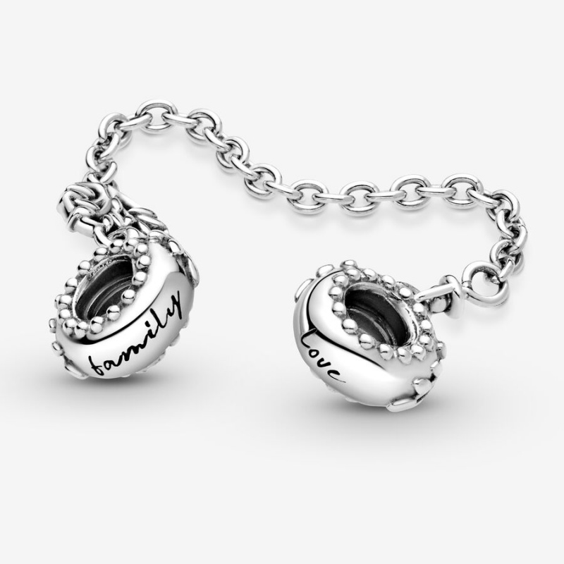 Pandora Heart Family Tree Safety Safety Chains Sterling Silver | 968-YPGVZW