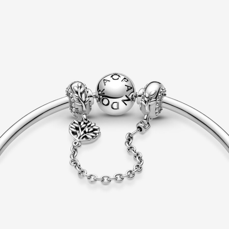 Pandora Heart Family Tree Safety Safety Chains Sterling Silver | 968-YPGVZW