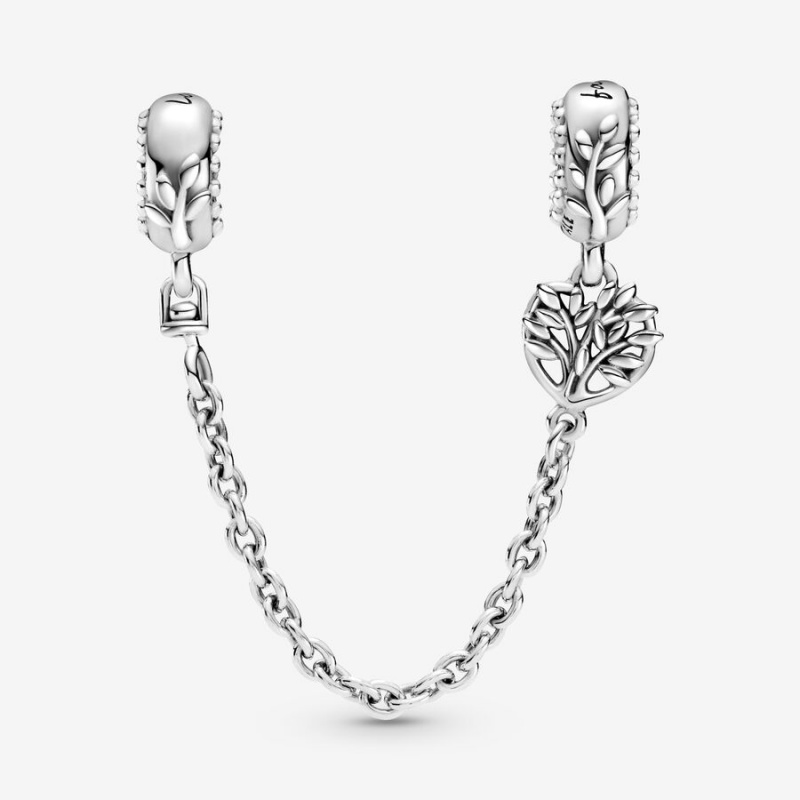 Pandora Heart Family Tree Safety Safety Chains Sterling Silver | 968-YPGVZW