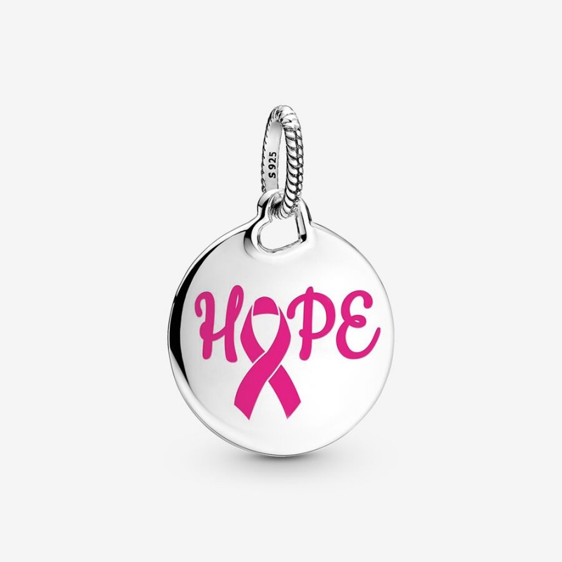 Pandora Hope Pink Ribbon Pendants Sterling Silver | 746-HKIJFQ