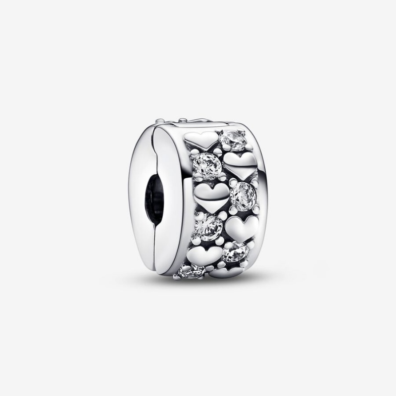 Pandora Infinite Hearts Sparkling Clip Clips Sterling Silver | 146-JVWOTP