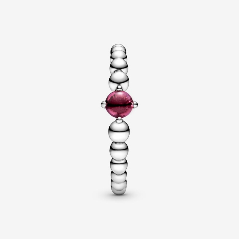 Pandora July Blazing Red Beaded Birthstone Rings Sterling Silver | 089-TQOVPG