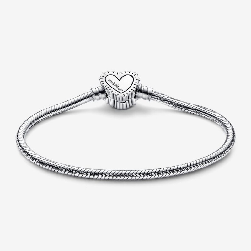 Pandora Keith Haring x Moments Radiant Heart Snake Chain Bracelets Sterling Silver | 498-FVHOBM