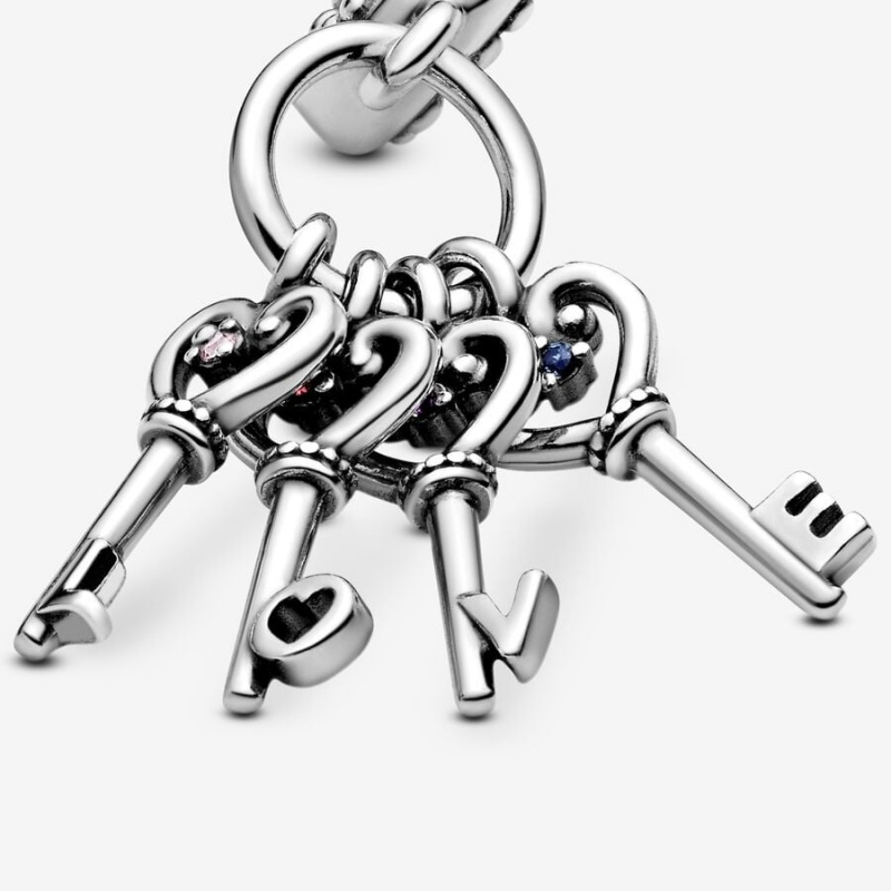 Pandora Keys of Love Dangle Dangle Charms Sterling Silver | 645-SYNZOM