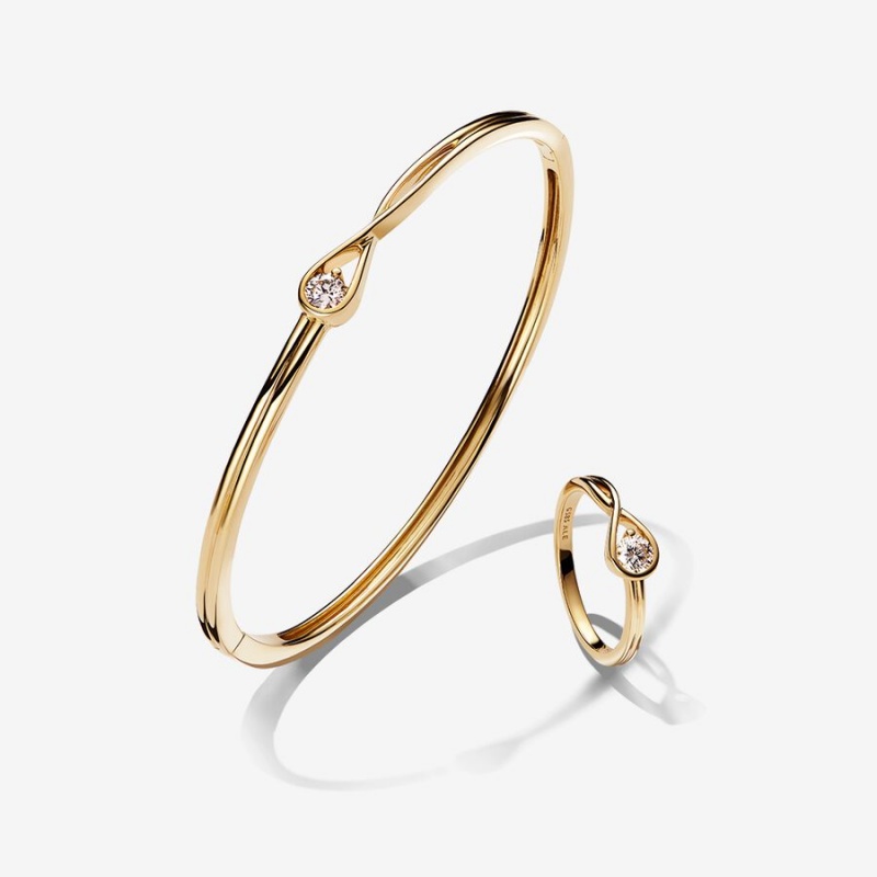 Pandora Lab-created Diamond Styled Sets Gold | 079-OGEDKP