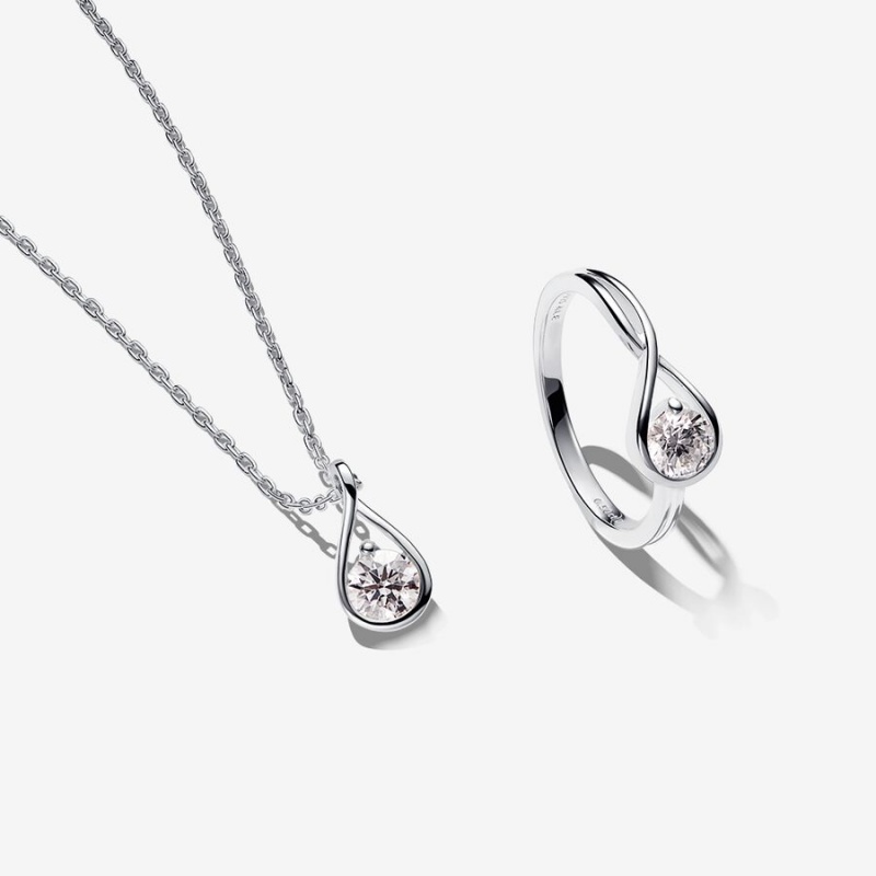 Pandora Lab-created Diamond Styled Sets Sterling Silver | 597-FGESBA