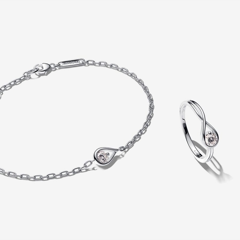 Pandora Lab-created Diamond Styled Sets Sterling Silver | 297-MCDBSV