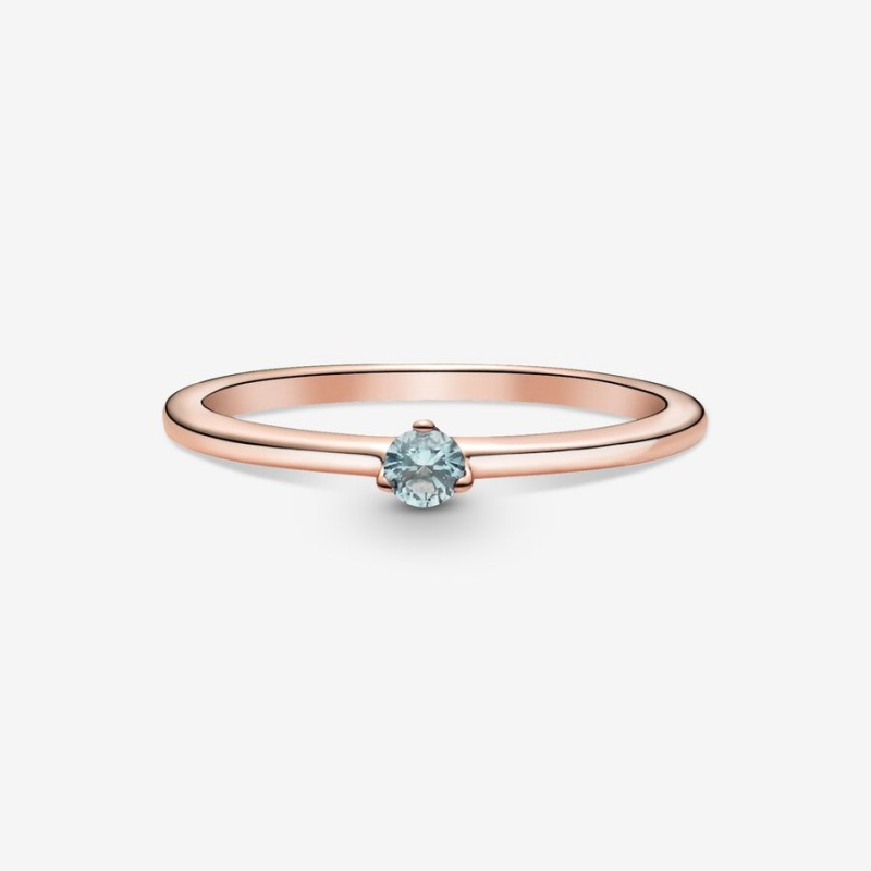 Pandora Light Blue Solitaire Halo & Solitaire Rings Rose Gold Plated | 573-PBVAZU