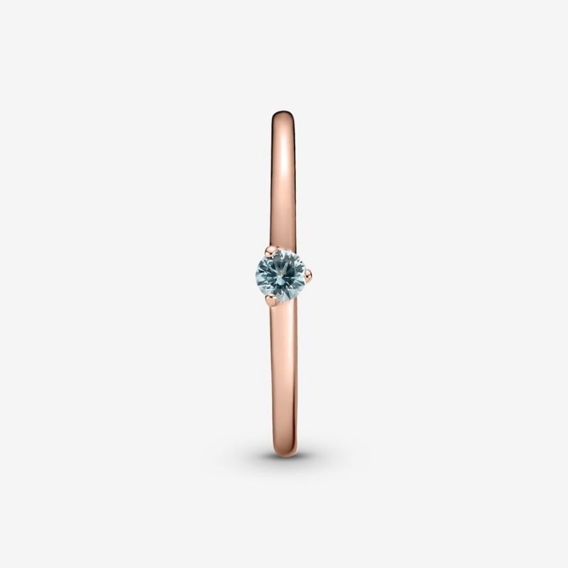 Pandora Light Blue Solitaire Halo & Solitaire Rings Rose Gold Plated | 573-PBVAZU