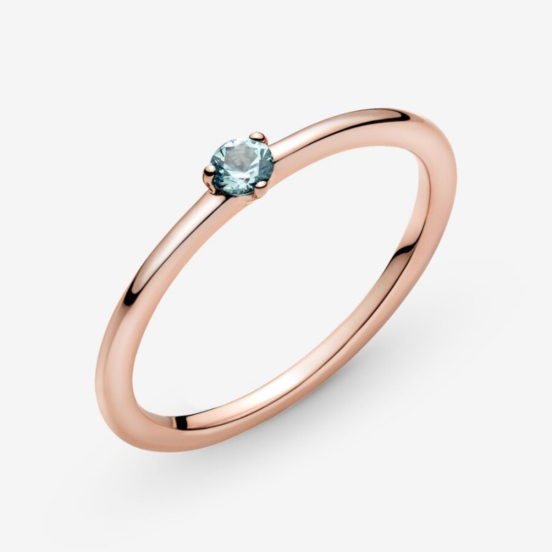 Pandora Light Blue Solitaire Halo & Solitaire Rings Rose Gold Plated | 573-PBVAZU