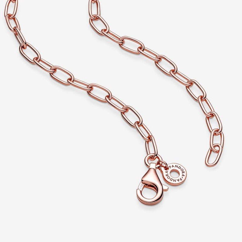 Pandora Link Chain Necklaces Rose Gold Plated | 481-DCVGNA