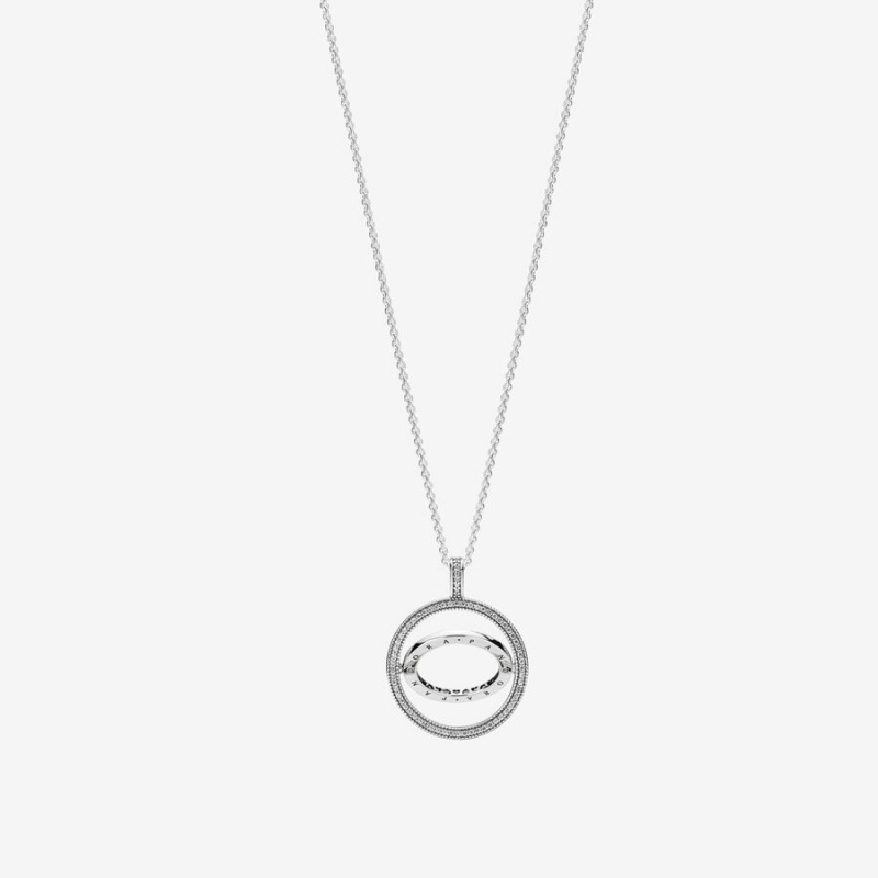 Pandora Logo Circle Chain Necklaces Sterling Silver | 703-JOUNTL