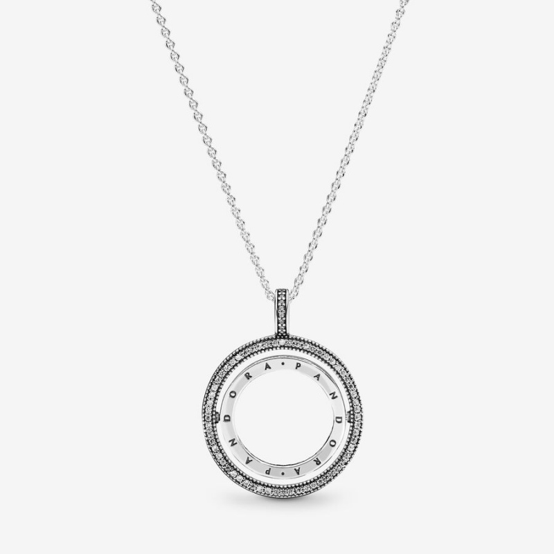 Pandora Logo Circle Chain Necklaces Sterling Silver | 703-JOUNTL