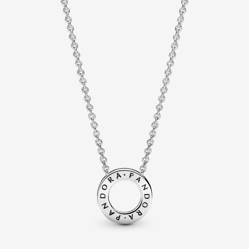 Pandora Logo Pavé Circle Collier Chain Necklaces Sterling Silver | 564-XRSEWP