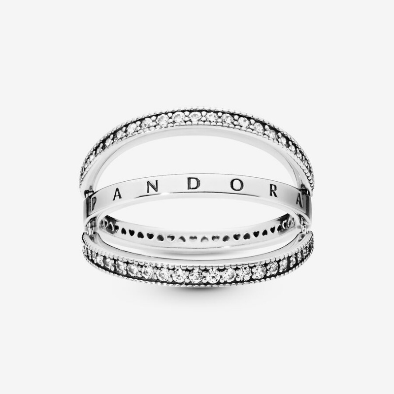 Pandora Logo ands Heart & Promise Rings Sterling Silver | 251-IZLDVG