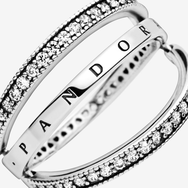 Pandora Logo ands Heart & Promise Rings Sterling Silver | 251-IZLDVG