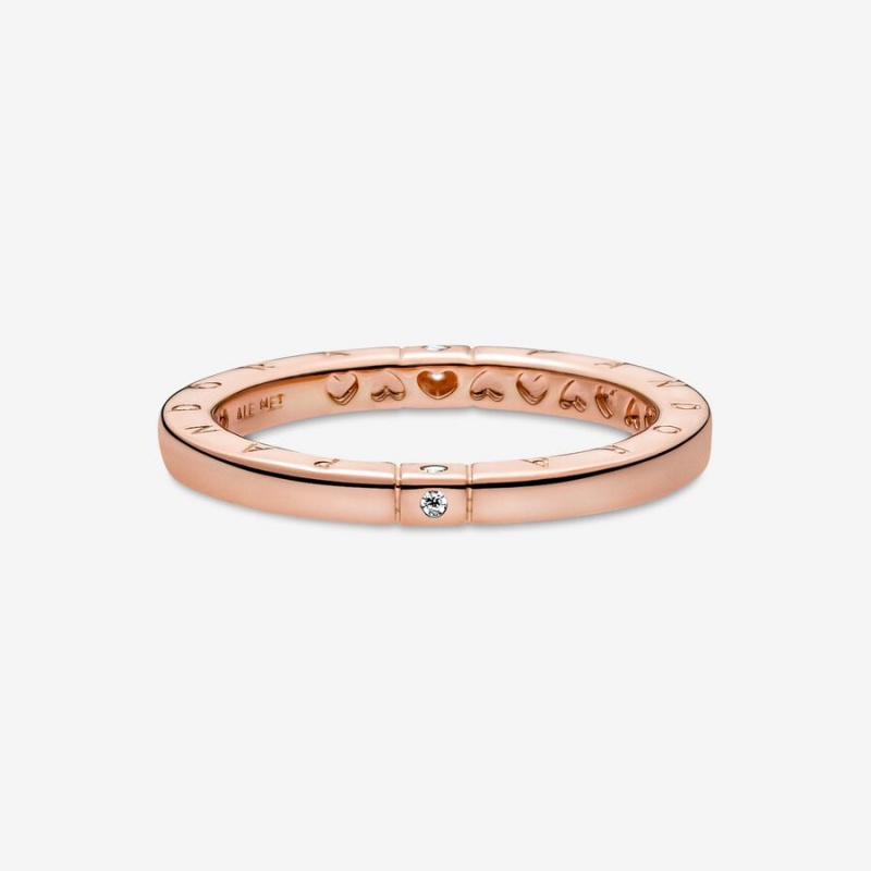 Pandora Logo &s Stackable Rings Rose Gold Plated | 497-PFNCOG