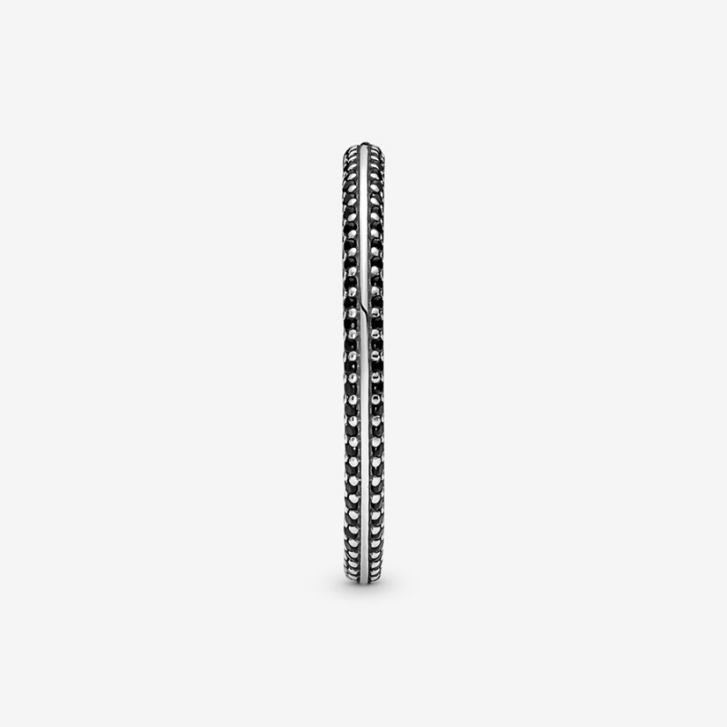 Pandora ME Black Pavé Stackable Rings Sterling Silver | 736-SPEFHL