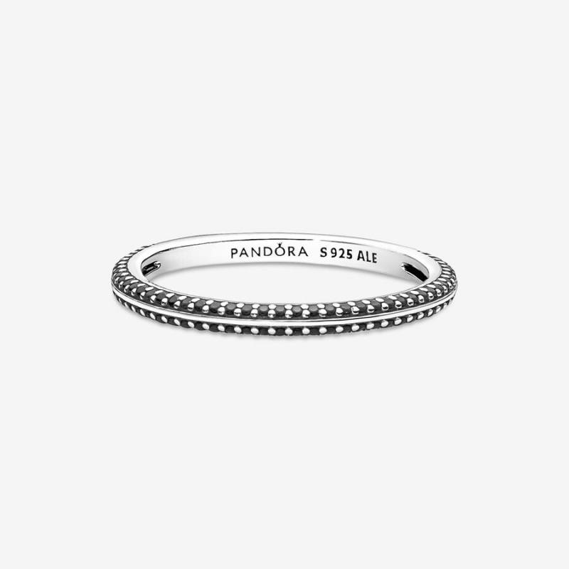 Pandora ME Black Pavé Stackable Rings Sterling Silver | 736-SPEFHL