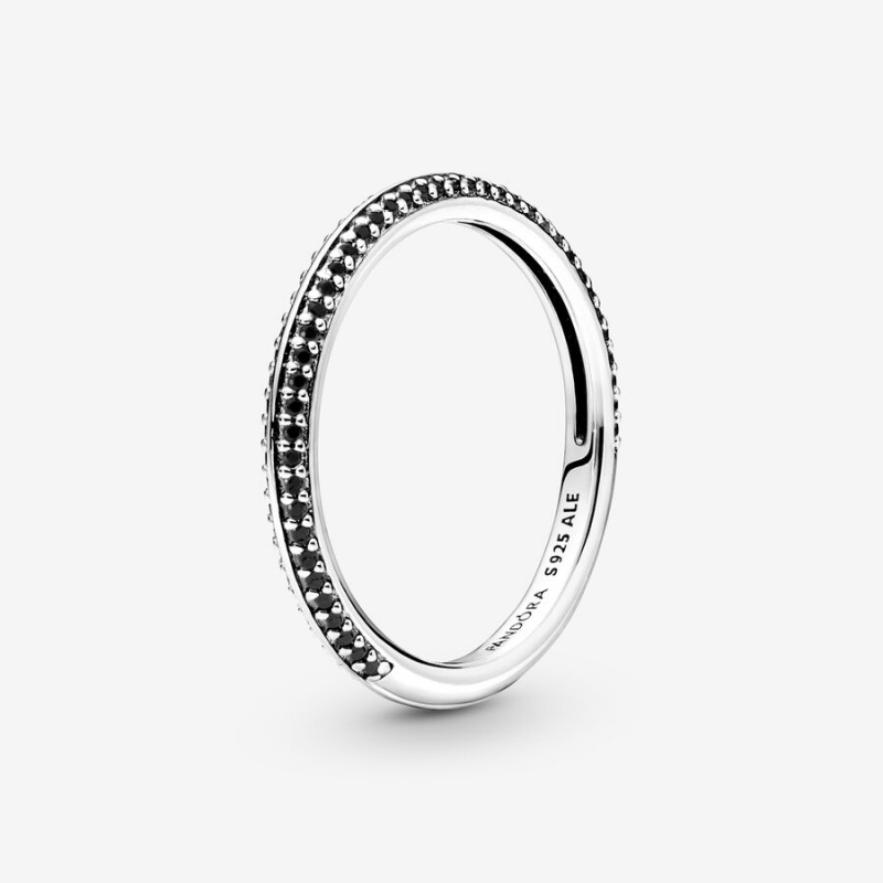 Pandora ME Black Pavé Stackable Rings Sterling Silver | 736-SPEFHL