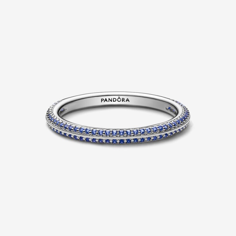 Pandora ME Blue Pavé Band Rings Sterling Silver | 438-VLPMFQ