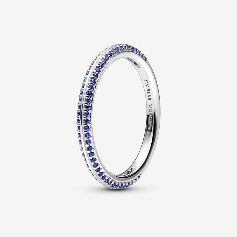 Pandora ME Blue Pavé Band Rings Sterling Silver | 438-VLPMFQ