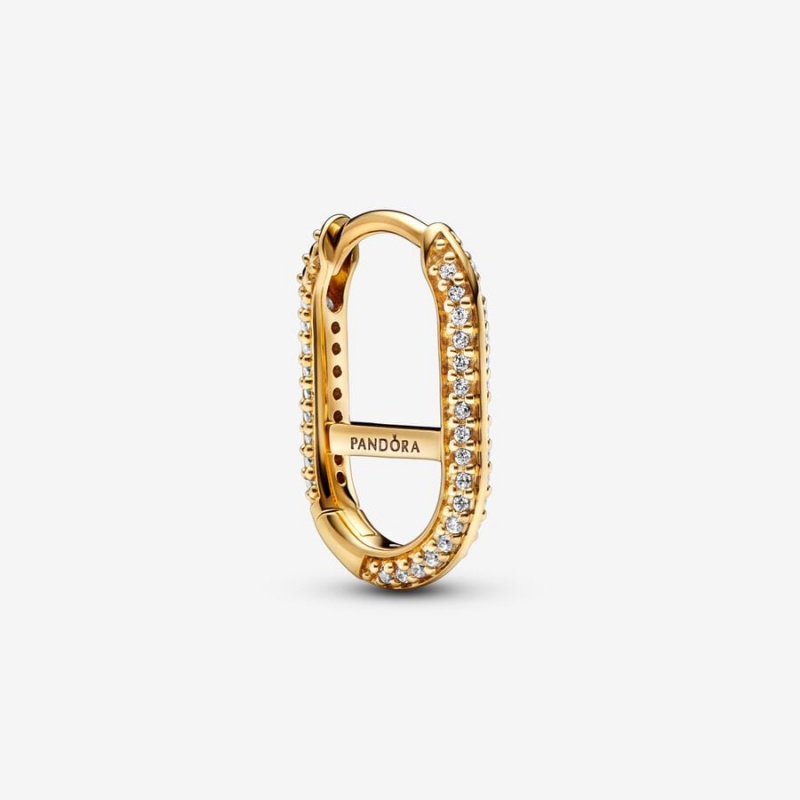 Pandora ME Pavé Link Earring Hoop Earrings Gold Plated | 670-RDZUFW