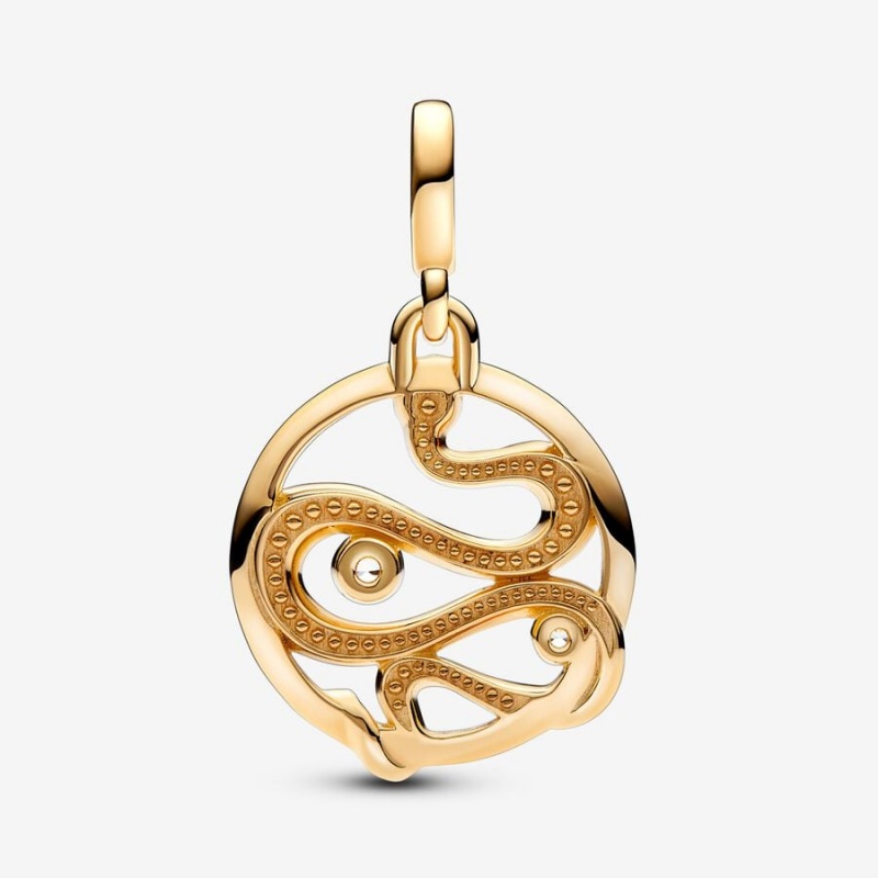 Pandora ME Pavé Snake Medallion Pendants Gold Plated | 014-PAGVDQ