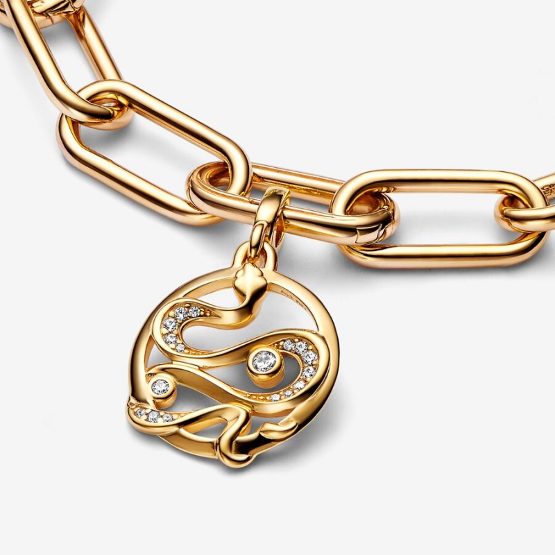 Pandora ME Pavé Snake Medallion Pendants Gold Plated | 014-PAGVDQ