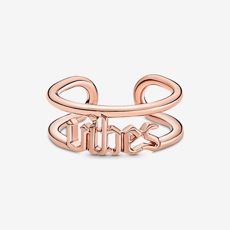 Pandora ME Vibes Open Statement Rings Rose Gold Plated | 978-MVZGSA