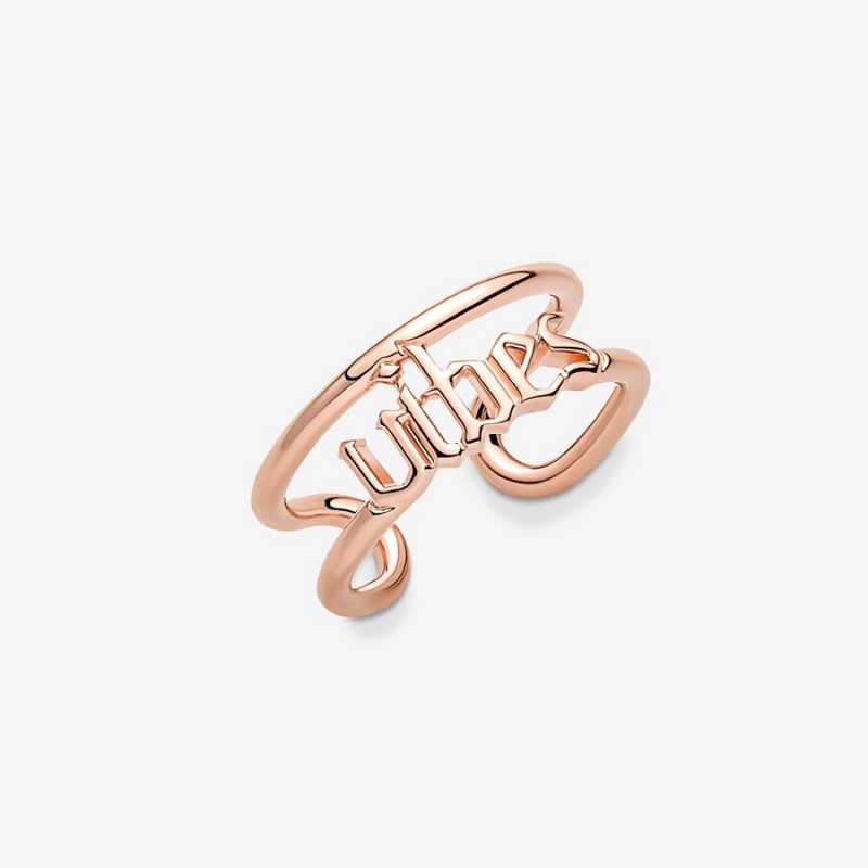 Pandora ME Vibes Open Statement Rings Rose Gold Plated | 978-MVZGSA