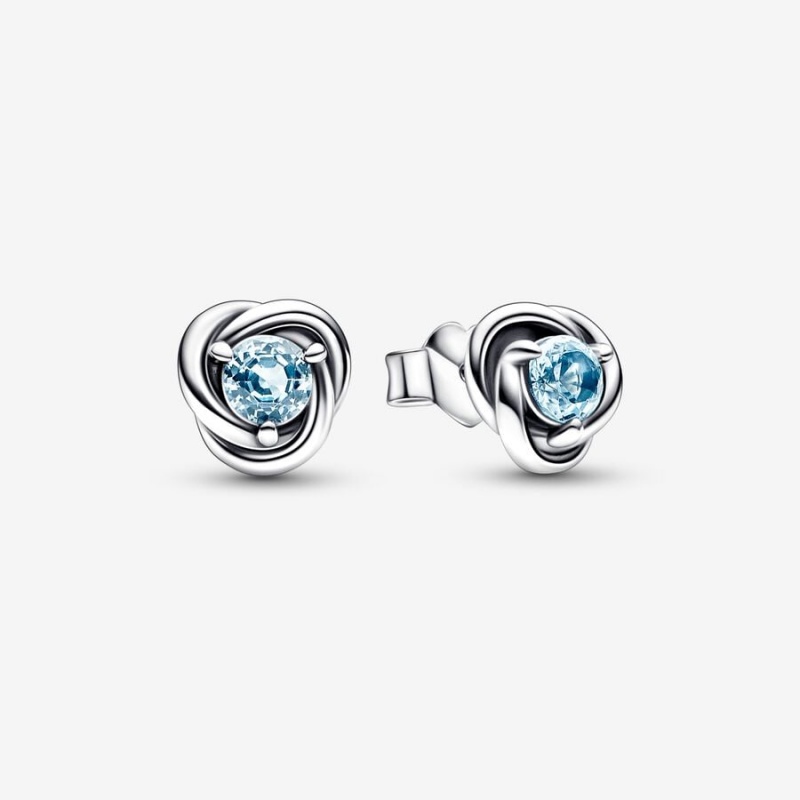 Pandora March Sea Aqua Blue Eternity Circles Stud Earrings Sterling Silver | 597-MCLBHJ