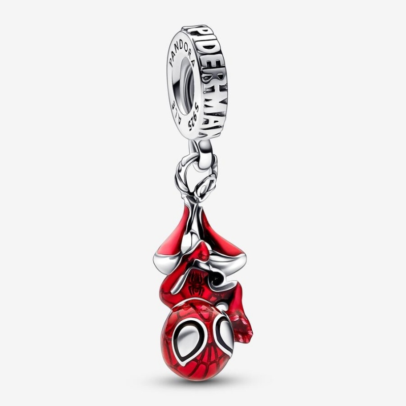 Pandora Marvel Hanging Spider-Man Dangle Dangle Charms Sterling Silver | 905-GNJMQT