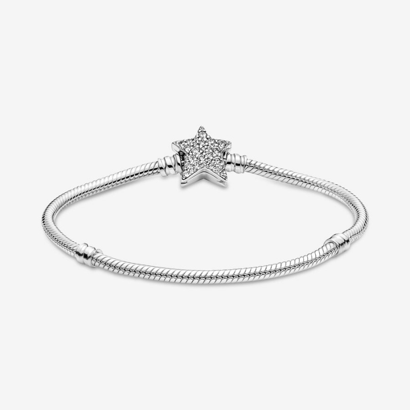 Pandora Moments Asymmetric Star Clasp Snake Charm Bracelets Sterling Silver | 974-LQKTRW