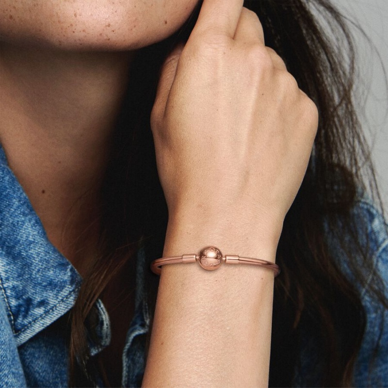 Pandora Moments Bangle Bangles Rose Gold Plated | 780-QLZIRP