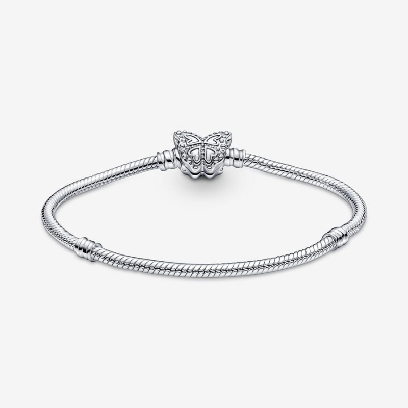 Pandora Moments Butterfly Clasp Snake Charm Bracelets Sterling Silver | 385-DYEFHL