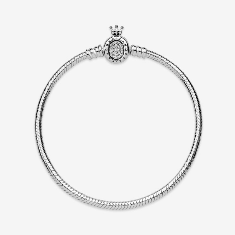 Pandora Moments Crown O Clasp Snake Charm Bracelets Sterling Silver | 708-USYEQK