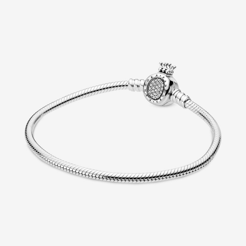 Pandora Moments Crown O Clasp Snake Charm Bracelets Sterling Silver | 708-USYEQK