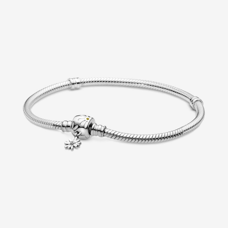 Pandora Moments Daisy Flower Clasp Snake Charm Bracelets Sterling Silver | 269-TPJHFY