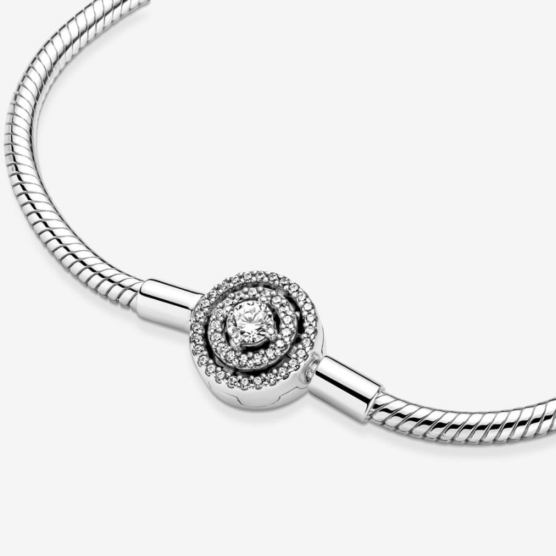 Pandora Moments Halo Snake Charm Bracelets Sterling Silver | 916-LNVCMX