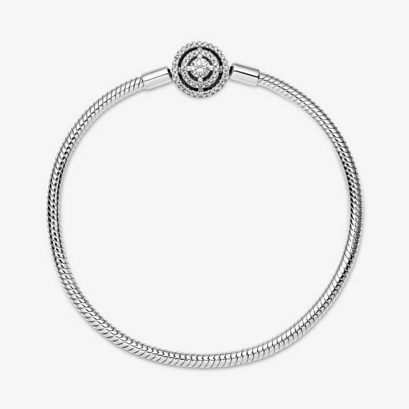 Pandora Moments Halo Snake Charm Bracelets Sterling Silver | 916-LNVCMX