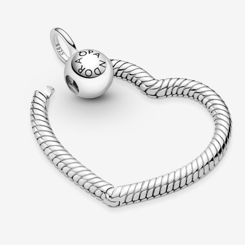 Pandora Moments Heart Charm Holders Sterling Silver | 265-ZMVGEY