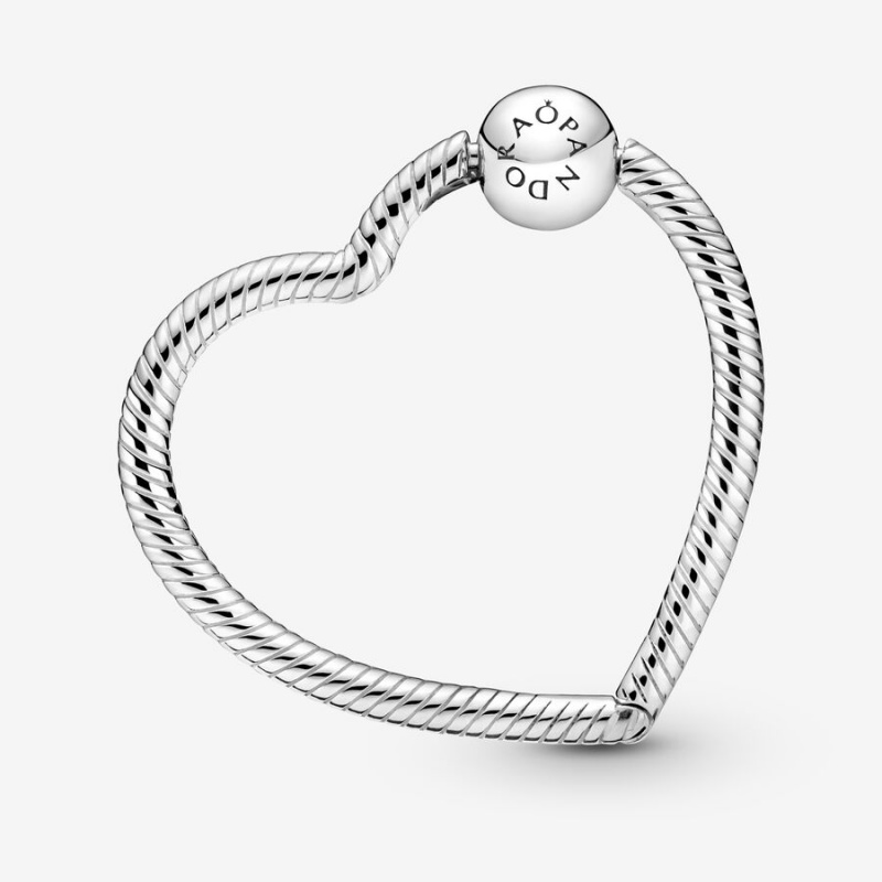 Pandora Moments Heart Charm Holders Sterling Silver | 396-TCFSIR