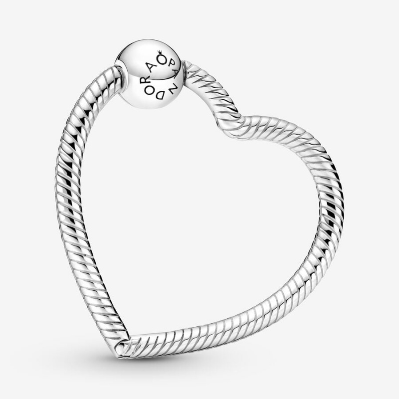 Pandora Moments Heart Charm Holders Sterling Silver | 396-TCFSIR