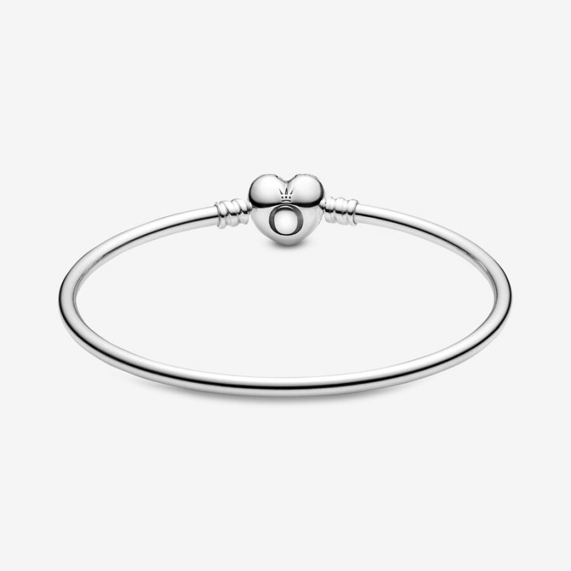 Pandora Moments Heart Clasp Bangle Charm Bracelets Sterling Silver | 542-SYEOKB