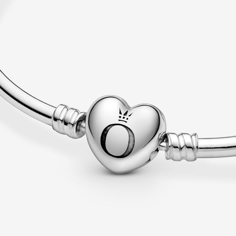 Pandora Moments Heart Clasp Bangle Charm Bracelets Sterling Silver | 542-SYEOKB