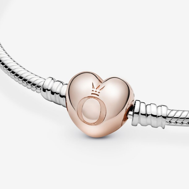 Pandora Moments Heart Clasp Snake Charm Holders Two-tone | 510-WOSZKG